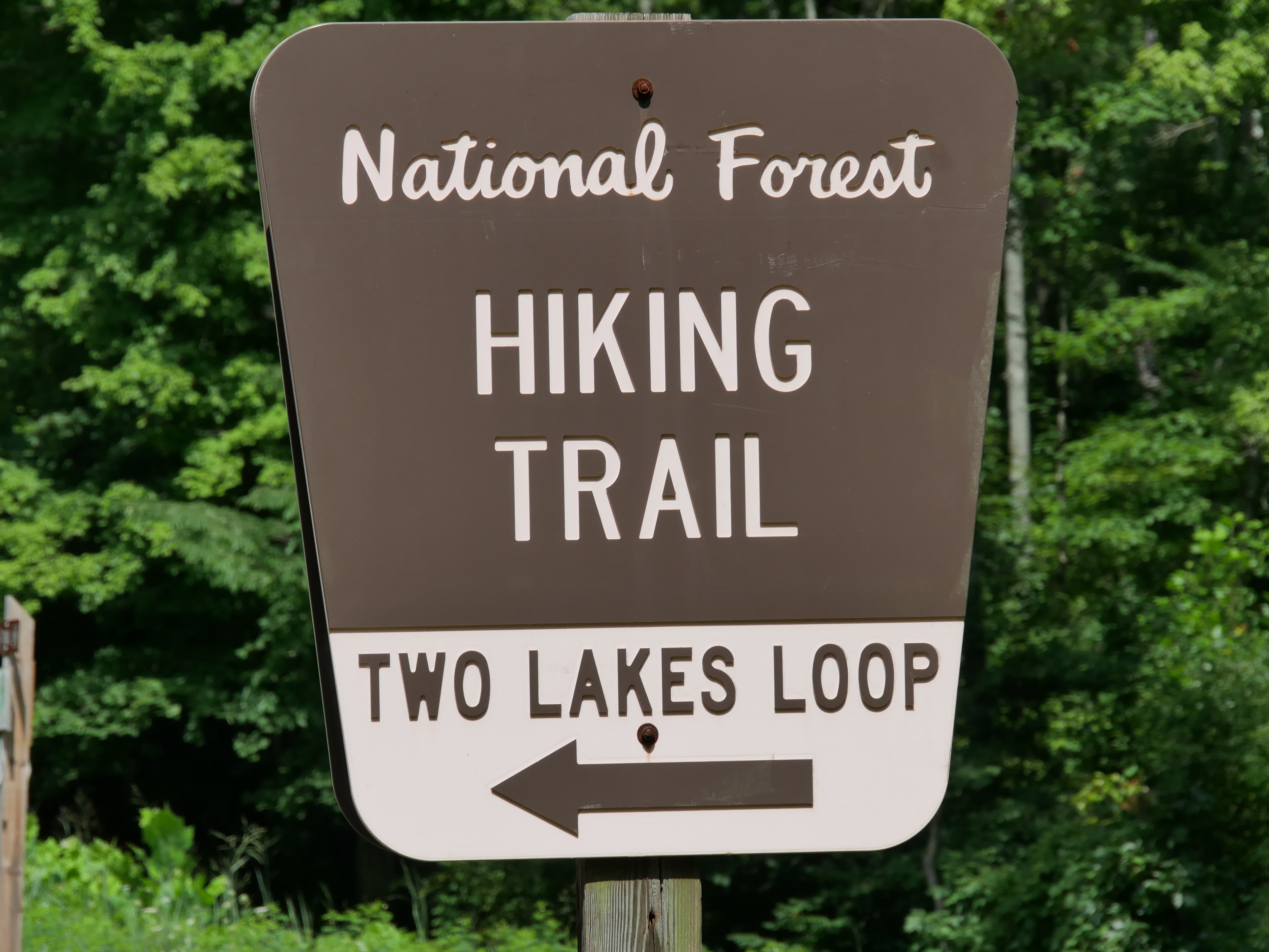 Two Lakes Loop hiking trail sign